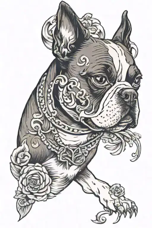 Boston terrier Cerberus tattoo design idea