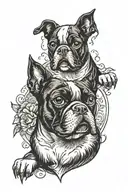 Cerberus Boston terrier tattoo design idea