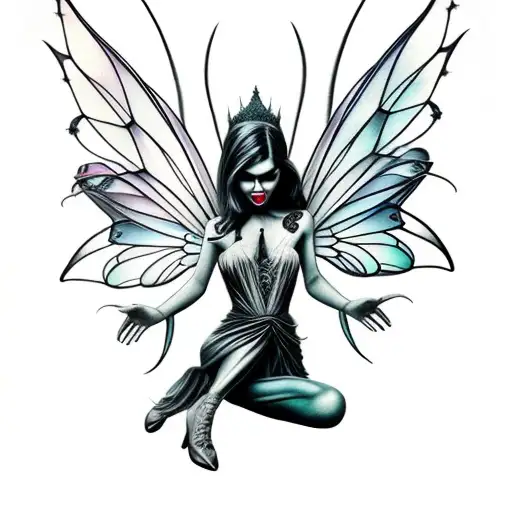evil fairy tattoo design idea