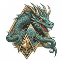 dragon and pyramid on chest tattoo tattoo design idea
