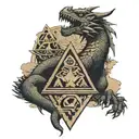 dragon and pyramid on chest tattoo tattoo design idea