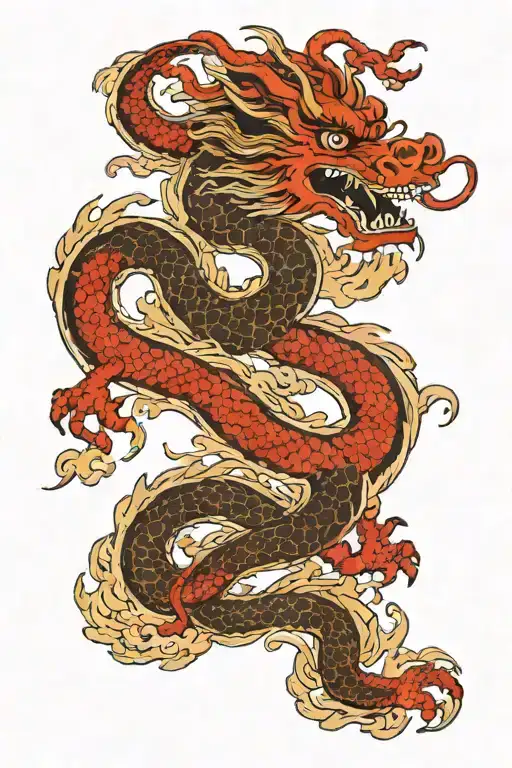 Japanese dragon with clouds surrounding tattoo design idea