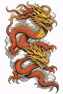 Japanese dragon with clouds surrounding tattoo design idea