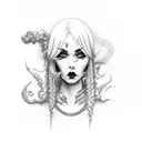 Goth smoke pink black tattoo design idea