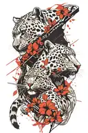 Snow leopard and samurai tattoo design idea