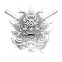 japanese god susanoo face with katana tattoo design idea