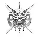 japanese god susanoo face with katana tattoo design idea