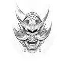 japanese god susanoo face with katana tattoo design idea