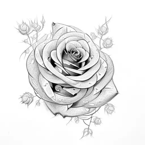 A gun wrapped in thorny rose vines tattoo design idea