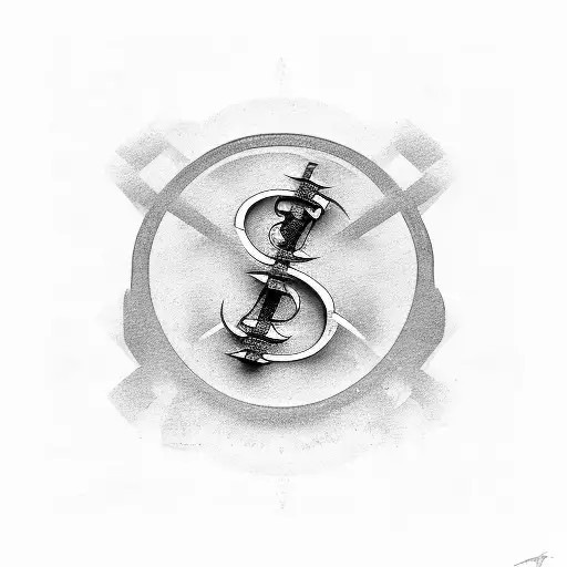 A tattoo of a dollar sign made of intertwined guns and roses tattoo design idea