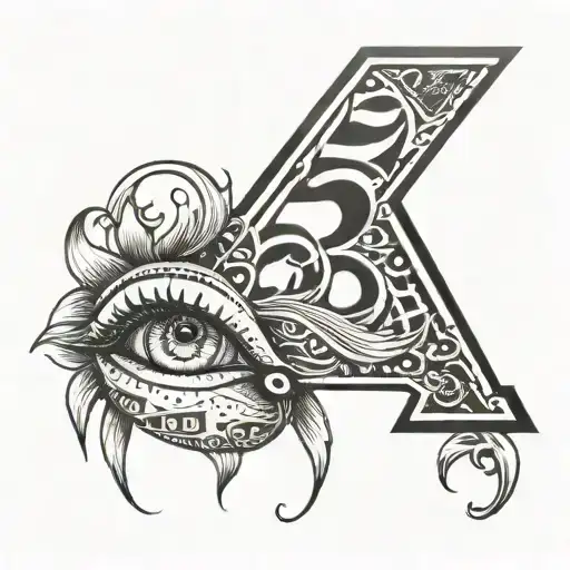 The kiss mark and the inscription of the number 5 on top of it tattoo design idea