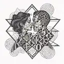 The kiss mark and the inscription of the number 5 on top of it tattoo design idea