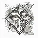The kiss mark and the inscription of the number 5 on top of it tattoo design idea