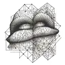 The kiss mark and the inscription of the number 5 on top of it tattoo design idea