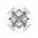 Geometric representation of the physics behind ion beam therapy tattoo design idea