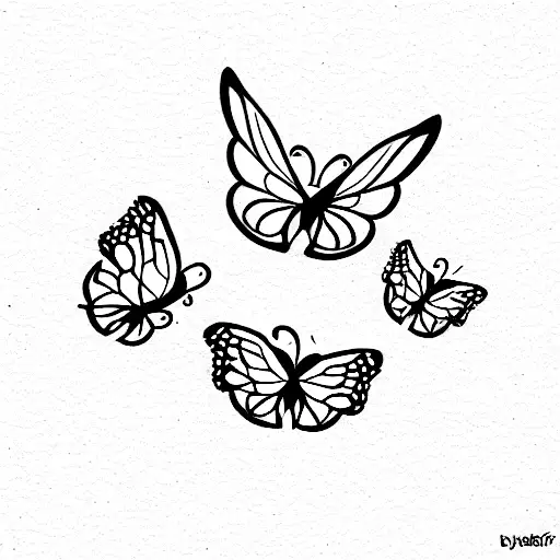 small 8 butterflies sleeve fine line tattoo design idea
