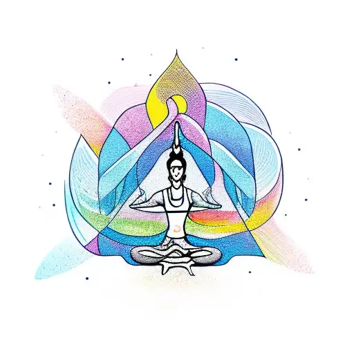 Yoga poses intertwined with travel landmarks tattoo design idea
