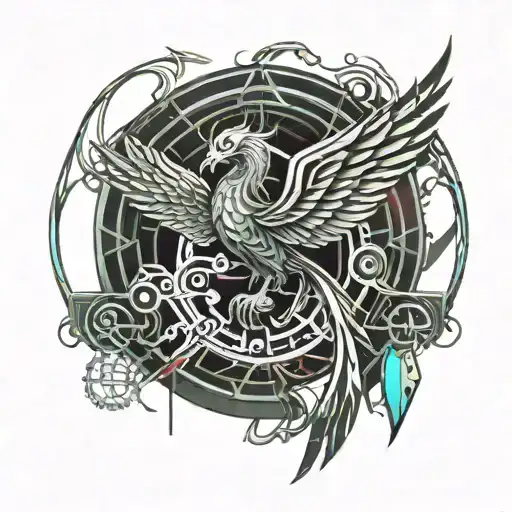 phoenix abstract representation tattoo design idea