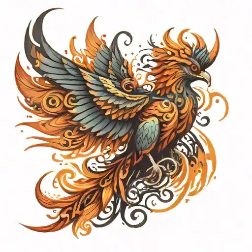 phoenix abstract representation tattoo design idea