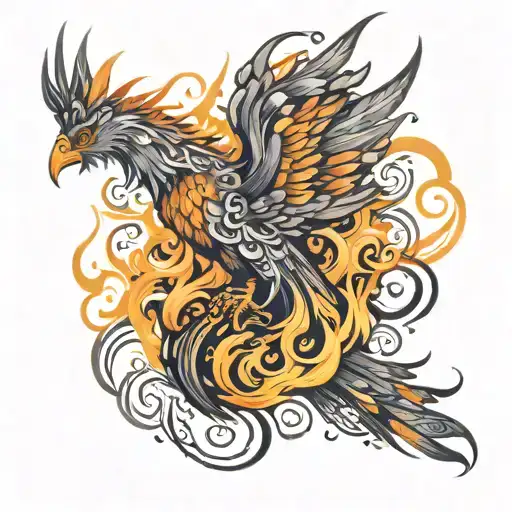 phoenix abstract representation tattoo design idea