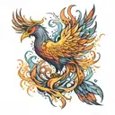 phoenix abstract representation tattoo design idea