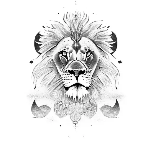 Lion with warrior spelling tattoo design idea