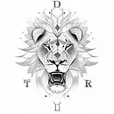 Lion with warrior spelling tattoo design idea