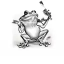 frog playing cards drinking red wine tattoo design idea