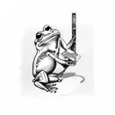 frog playing cards drinking red wine tattoo design idea