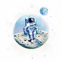 Astronaut sitting on the moon  tattoo design idea