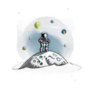 Astronaut sitting on the moon  tattoo design idea