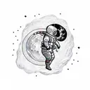 Astronaut sitting on the moon  tattoo design idea