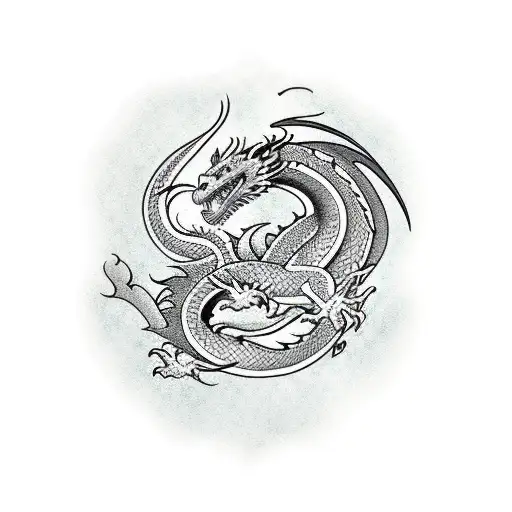 Dragon with nordic patterns tattoo design idea
