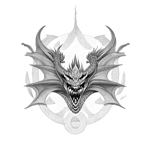 Dragon with nordic patterns tattoo design idea