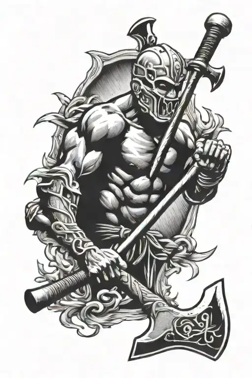 David goggins axe with spartan tattoo design idea