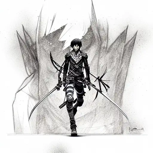 eren jaeger from attack of the tatans tattoo design idea