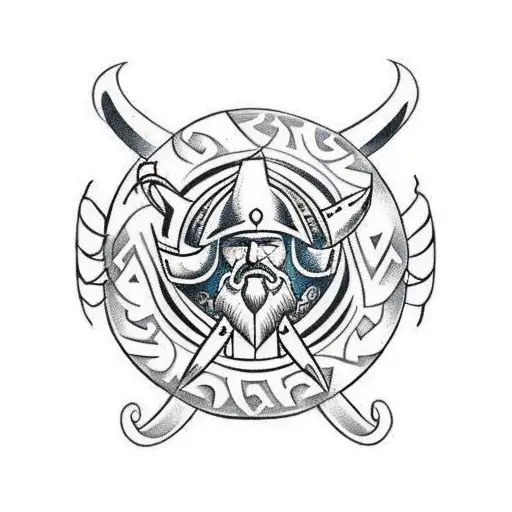 viking tribal ornament, rebels and fredom tattoo design idea