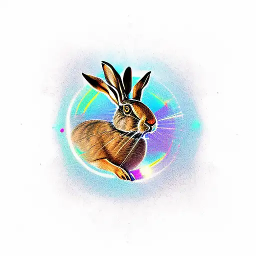 hare in space woth compass tattoo design idea