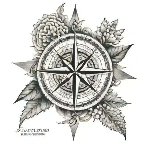 A dotwork tattoo of a compass rose with the words 'Trust in the Lord' encircling it, representing guidance and direction from above tattoo design idea