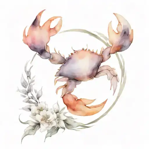 I want a black and white tattoo that includes my daughter's birth date, 04.05.2017, a laurel crown and a crab. tattoo design idea