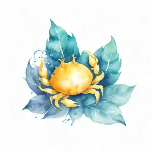 I want a black and white tattoo that includes my daughter's birth date, 04.05.2017, a laurel crown and a crab. tattoo design idea