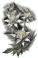 mountains with edelweiss    tattoo design idea