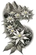 mountains with edelweiss    tattoo design idea