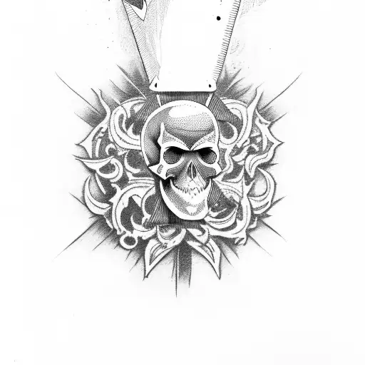 king of swords spanish deck, the lower king calavera skull tattoo design idea