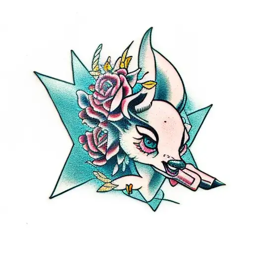 Evil bambi tattoo design idea