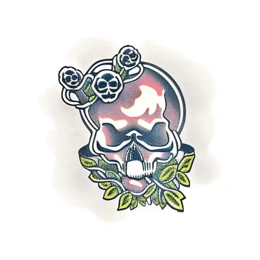 shih tzu skull, baileys bottle, vines tattoo design idea