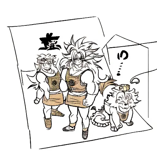 lion, goku and aquaman tattoo design idea
