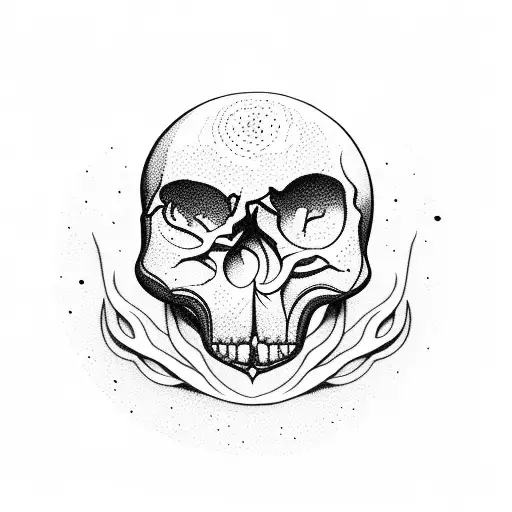 forest with moon skull craters tattoo design idea