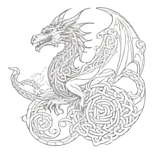 Celtic Dragon, and Celtic Knot work tattoo design idea