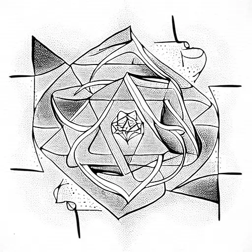 lovecraftian impossiblely geometric squares optical illusion tattoo design idea